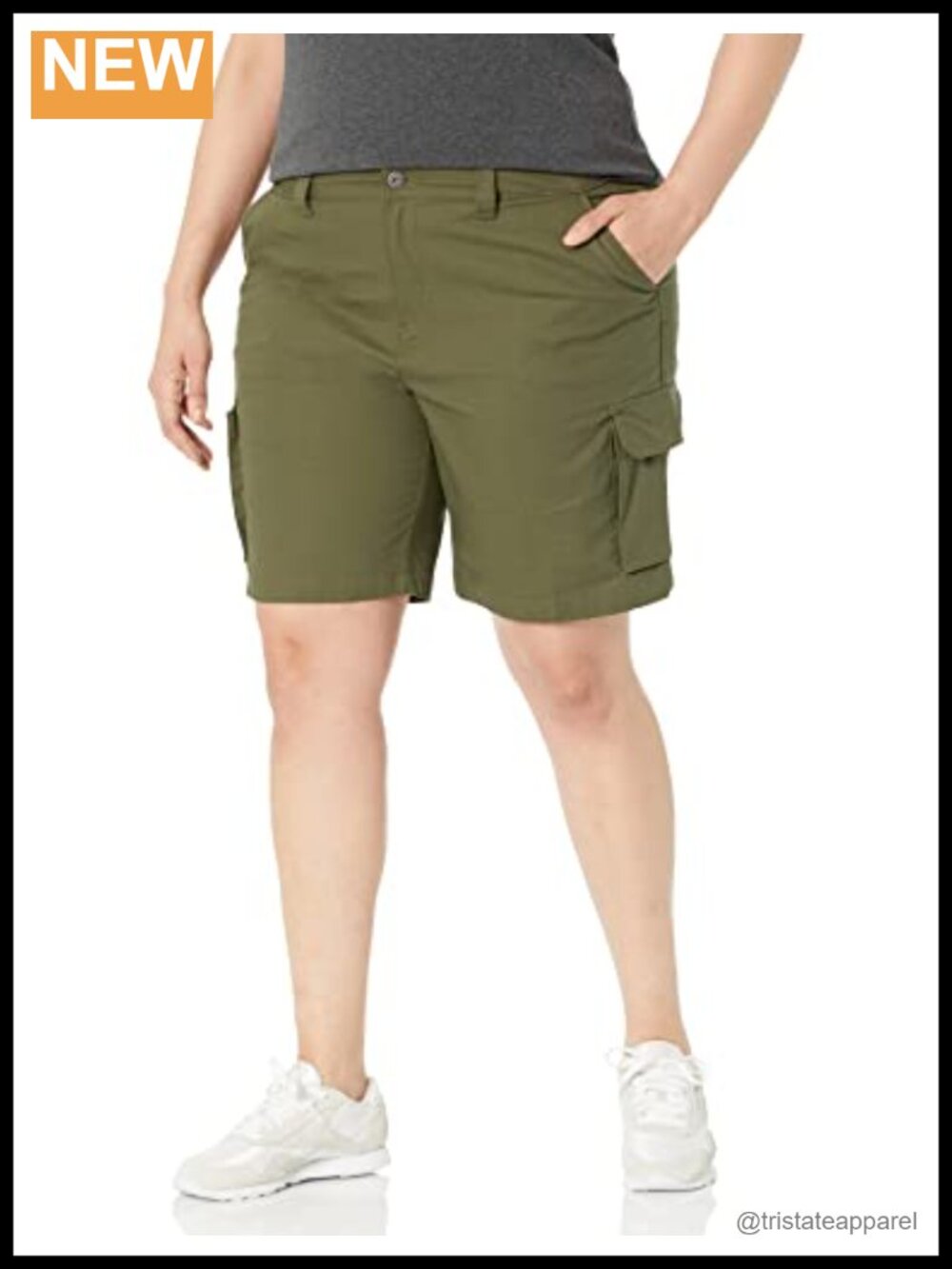 Womens Plus Ripstop Cargo Shorts Relaxed Fit Stretch Cotton Work Utility